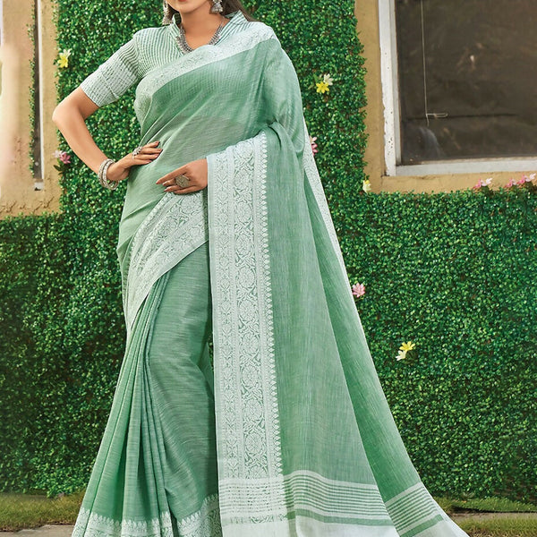 Astita Rama Green Linen Saree