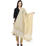Thumbnail for A R Silk Golden Stripe Regular Dupatta Color Golden Dupatta or Chunni