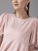 Thumbnail for Ahalyaa Women Pink Rayon Gold Foil Print Tunic