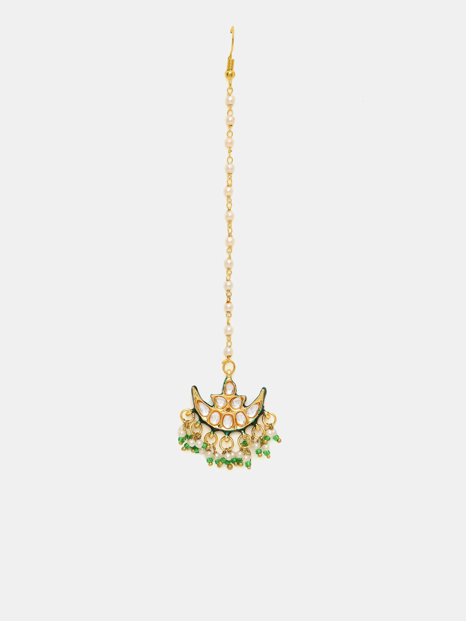 Ruby Raang Gold Polished Gold Kundan Maang Tikka - Distacart