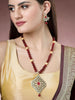 NVR Women's Red Kundan-Studded & Beaded Handcrafted Jewellery Set - Distacart