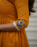 Thumbnail for The52 Orange Women's Gorgeous Viscose Fabric Embroidered Work Flared Kurta Pant and Dupatta Set - Distacart