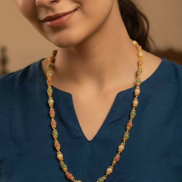 NVR Women Gold Plated Multicolour Artificial Beads Chain - Distacart