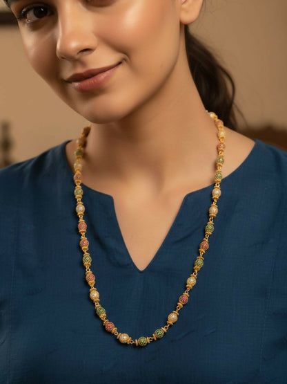 NVR Women Gold Plated Multicolour Artificial Beads Chain - Distacart