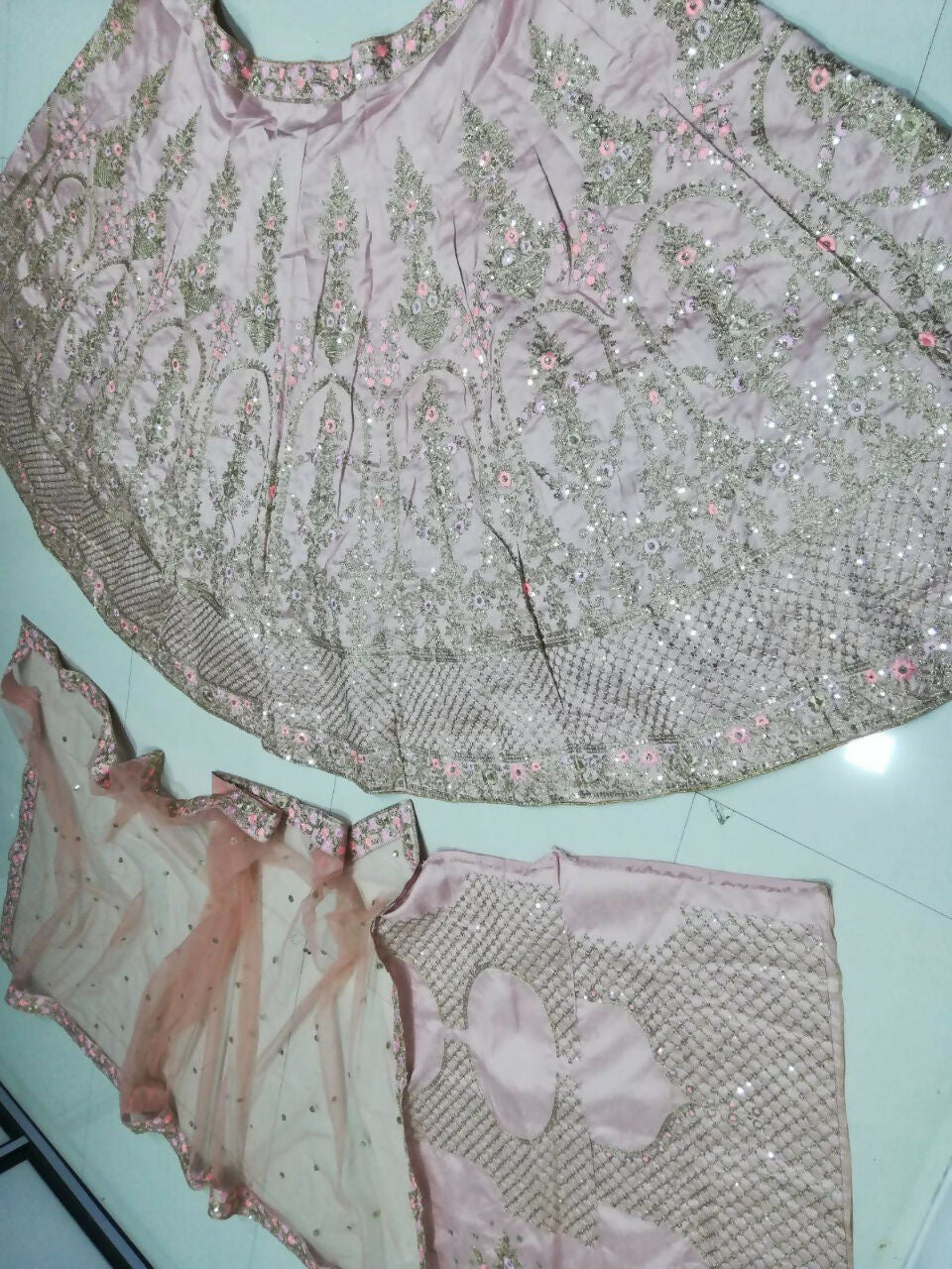 Jyoti Fashion Delightful Rose Pink Sequins with Zari Thread & Coding Dori Embroidery work Lehenga Choli with Dupatta - Distacart