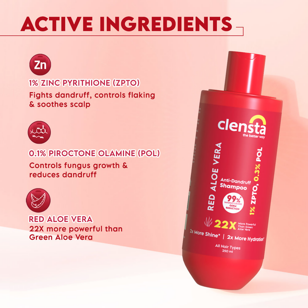Clensta Red Aloe Vera Anti-Dandruff Shampoo - Distacart