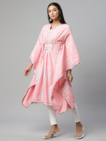 Thumbnail for Ahalyaa Women Pink Pure Cotton Printed Kaftan Kurta - Distacart