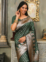 Thumbnail for Astita Banarasi Silk Dark Green Saree