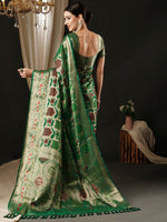 Thumbnail for NOZ2TOZ Women's Organza Teal green Woven Design Designer Saree With Blouse Piece - Distacart