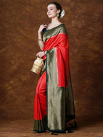 Thumbnail for NOZ2TOZ Women's Georgette Red Woven Design Designer Saree With Blouse Piece - Distacart