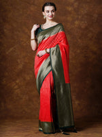 Thumbnail for NOZ2TOZ Women's Georgette Red Woven Design Designer Saree With Blouse Piece - Distacart