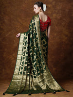 Thumbnail for NOZ2TOZ Women's Georgette Green Woven Design Designer Saree With Blouse Piece - Distacart