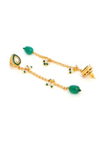 Thumbnail for Ruby Raang Green Long Kundan Dangler Earrings