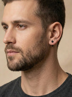 Thumbnail for NVR Men's Black Rhodium Plated Studs Earrings - Distacart