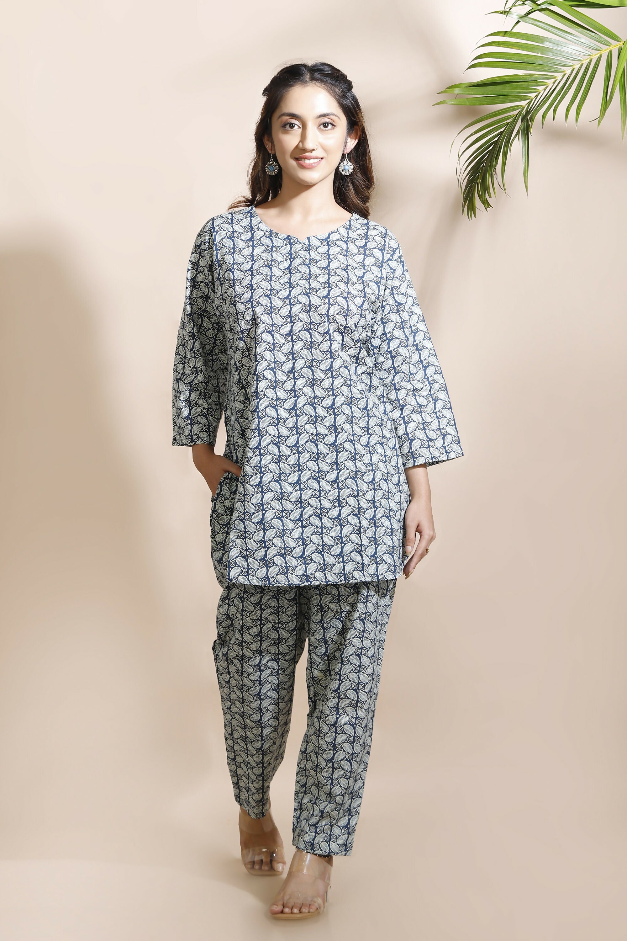 Breathables Abstract Cotton Co-Ord Set – Blue - Dista