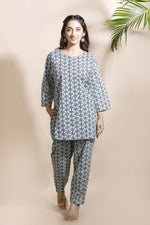 Thumbnail for Breathables Abstract Cotton Co-Ord Set – Blue - Dista