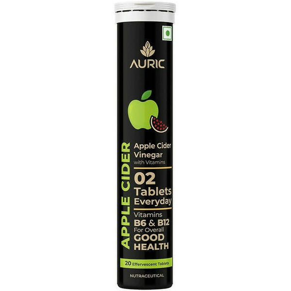 Auric Apple Cider Vinegar Effervescent Tablets with Vitamins B6, B12 - Distacart