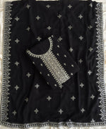 Thumbnail for KC Black Georgette Straight Suit With Heavy Embroidery - Dista