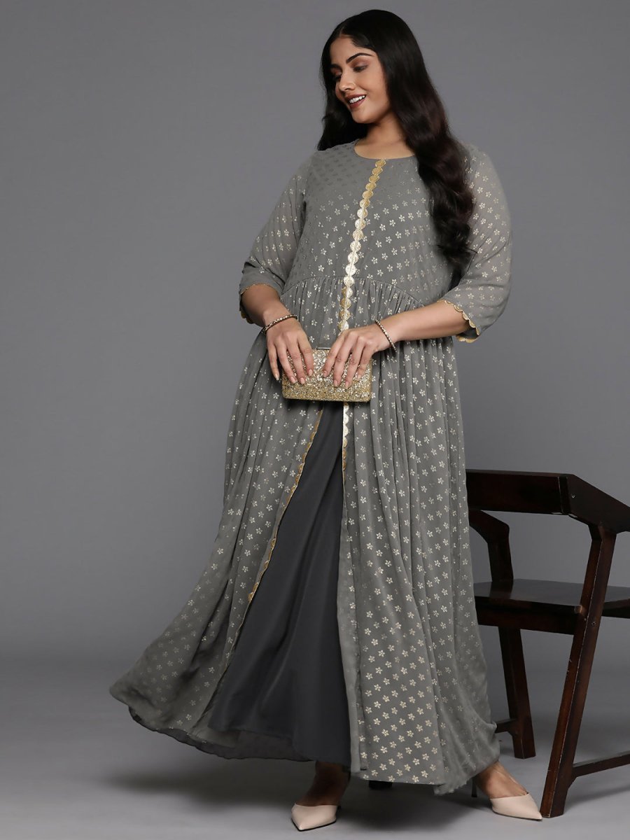 Ahalyaa Women's Traditional wear Ethnic Dress - Grey - Distacart
