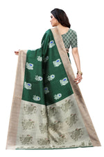 Thumbnail for Vamika Green Printed Art Silk Saree - Distacart