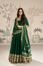 Thumbnail for Anaita Dark Green Vichitra Silk Anarkali Suit with Embroidery Sequins - Distacart