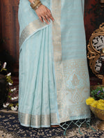 Thumbnail for Astita Organza Sky Blue Saree