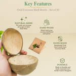 Thumbnail for Thenga Natural Oval Coconut Shell Bowls - Dista