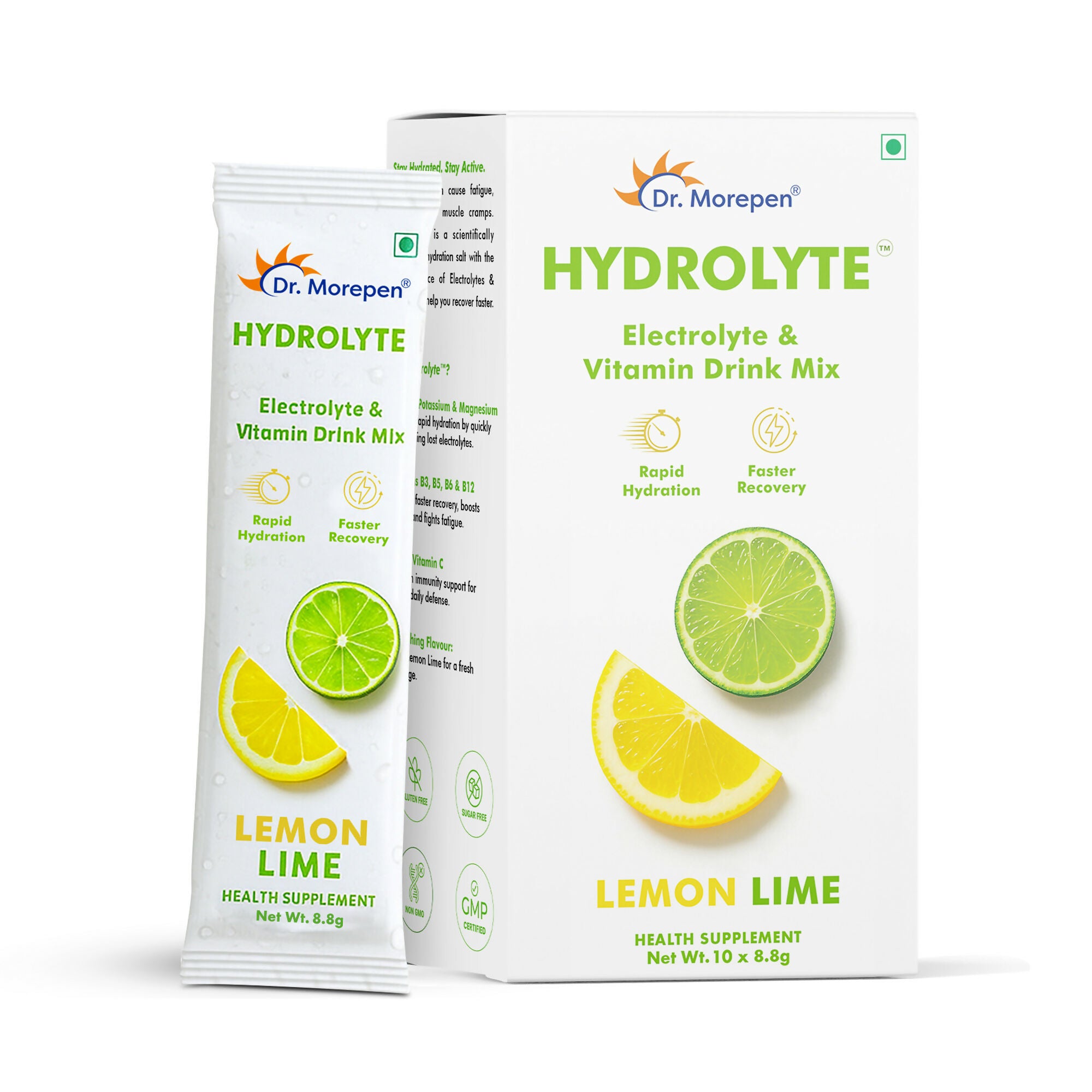 Dr. Morepen Hydrolyte Electrolyte & Vitamin Drink Mix - Lemon Lime - Distacart
