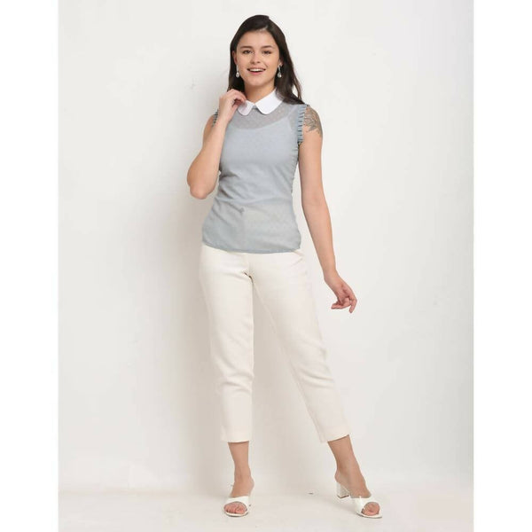 Aastha Fashion Women's Grey Georgette Solid Casual Top - Distacart