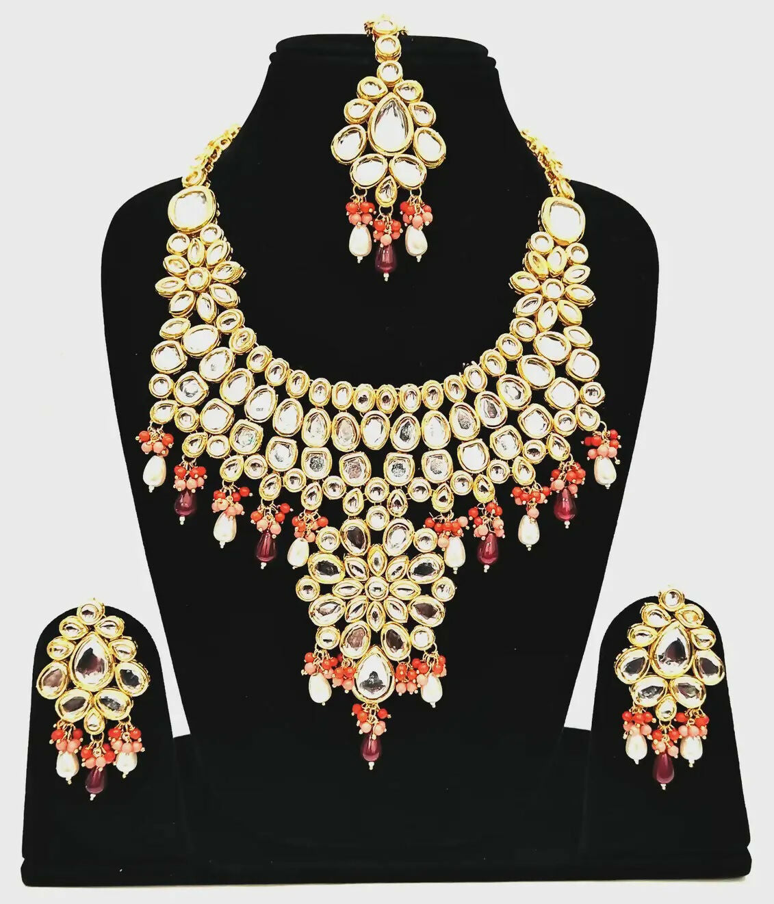 Joban Fashion Hand Made High Quality Gold Plated Base Metal Alloy Kundan Stone Studded Kundan Jewellery Set - Distacart