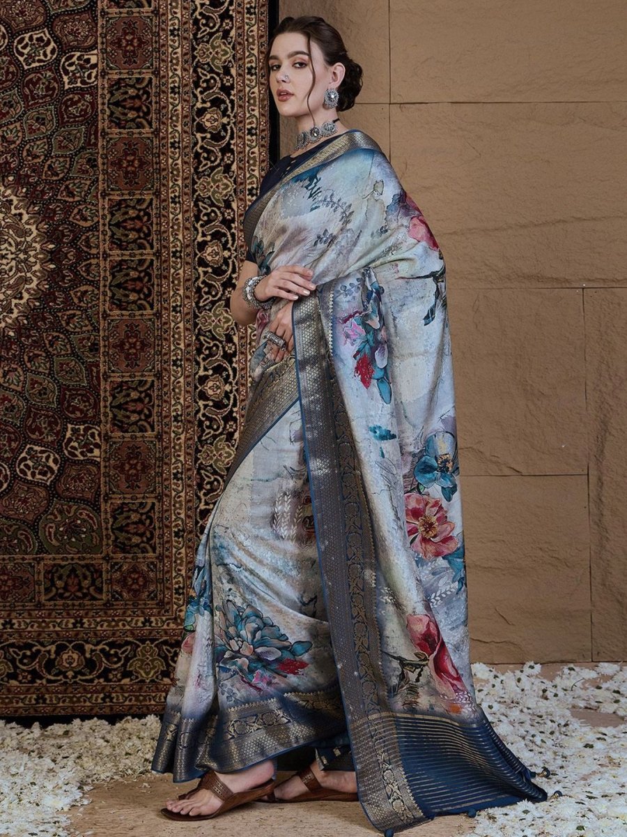 Anouk Floral Zari Silk Blend Sungudi Saree - Distacart