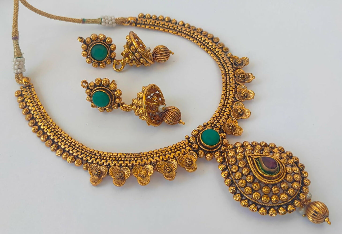 Multicolor Antique Necklace With Earrings - Distacart