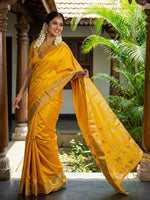 Thumbnail for Anaita Yellow Silk Saree With Blouse Piece - Distacart