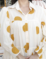 Thumbnail for Miravan Women's Polka Dot Printed Pure Cotton Yellow Loose Fit A-Line Tiered Dress - Distacart