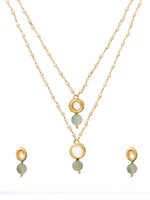 Thumbnail for Ruby Raang Green Aventurine & Kundan Necklace with Studs
