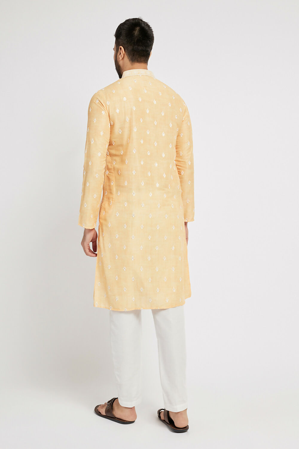 Ethnic India Yellow Men's Kurta Ethnic Motifs Polyester - Distacart
