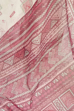 Thumbnail for Vastranavya White Maroon Digital Printed Linen Ready To Wear Designer Saree with Unstitched Blouse - Distacart