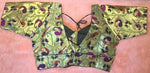 Thumbnail for Kia Fashions Bottle Green Jacquard Weave Multi Color Paithani Readymade Blouse - Distacart