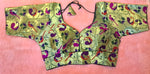 Thumbnail for Kia Fashions Bottle Green Jacquard Weave Multi Color Paithani Readymade Blouse - Distacart
