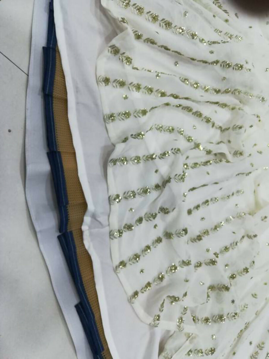Jyoti Fashion Graceful Off White Sequence With Zari Embroidered Georgette Lehenga Choli with Dupatta - Distacart