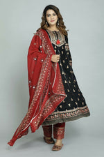 Thumbnail for Alvano Alvano Women's Stylish Rayon Anarkali Kurta with Pant and Dupatta Set - Distacart