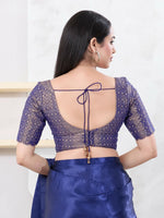 Thumbnail for Joban Fashion Royal-Blue Tissue Elbow Sleeveless Back Open Blouse