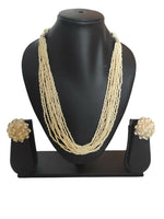 Thumbnail for Inhanns Bloom Handmade Beaded Necklace With Earrings - 12 Layers - Cream Necklace Set - Distacart