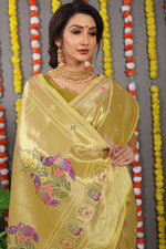 Thumbnail for Jyoti Fashion Women's Mehendi Paithani Silk Zari Woven Saree with Blouse - Distacart