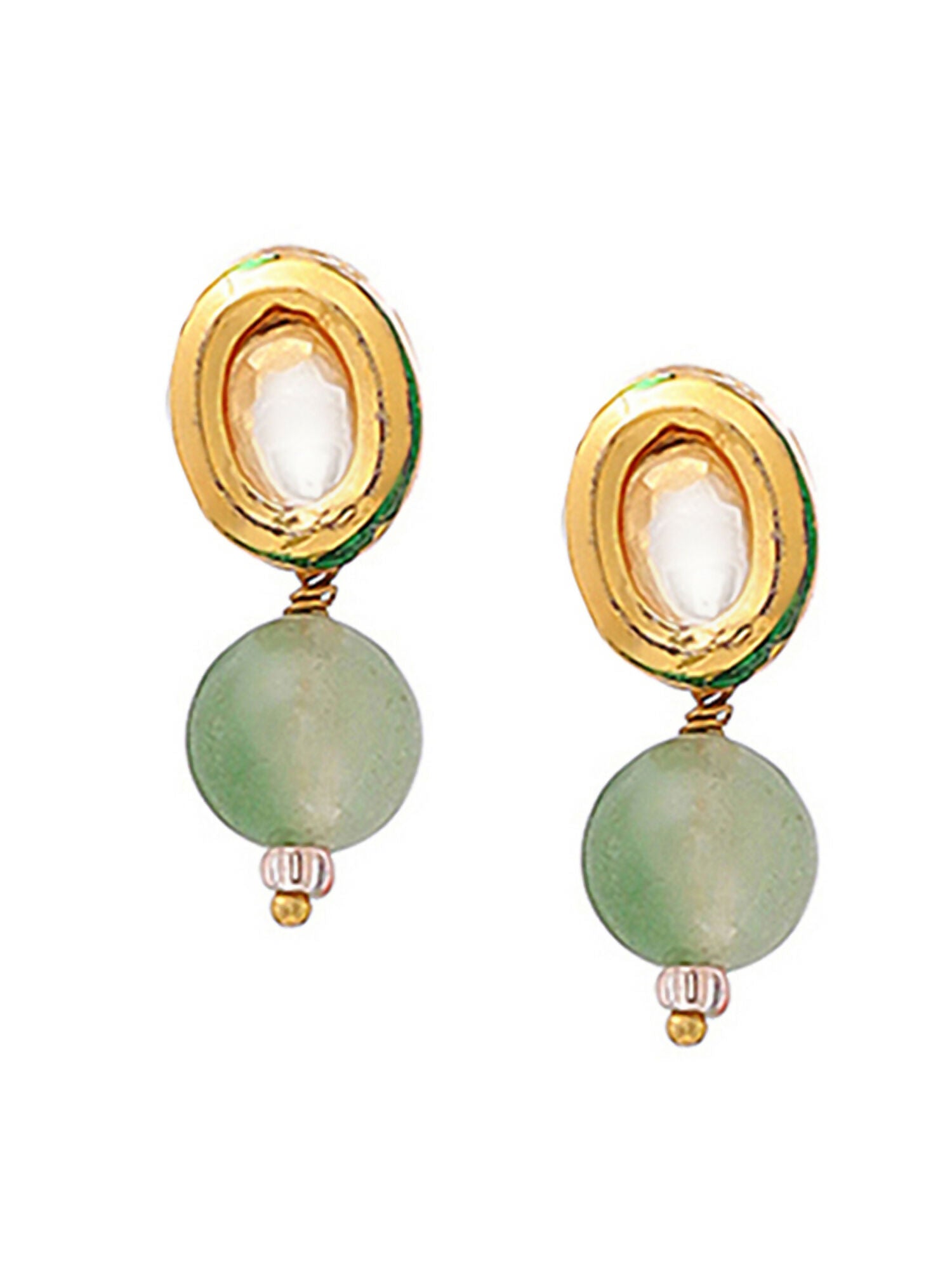 Ruby Raang Green Aventurine & Kundan Necklace with Studs