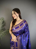 Thumbnail for Joban Fashion Navy Blue Banarasi Soft Silk Woven Saree - Distacart