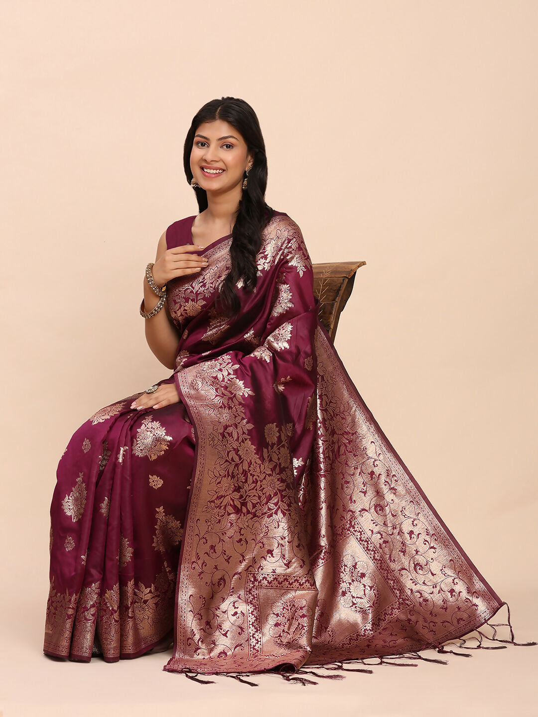 Astita Banarasi Silk Purple Saree