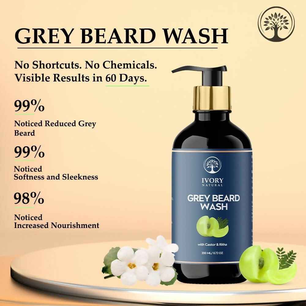 Ivory Natural Grey Beard Wash For Beard Graying And Restoring Beard'S Natural Black Shade - Distacart