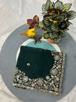 Thumbnail for Joban Fashion Green Fandy Satin Silk Party Wear Sarees - Distacart