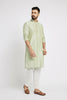 Ethnic India Green Men's Kurta Striped Polyester - Distacart